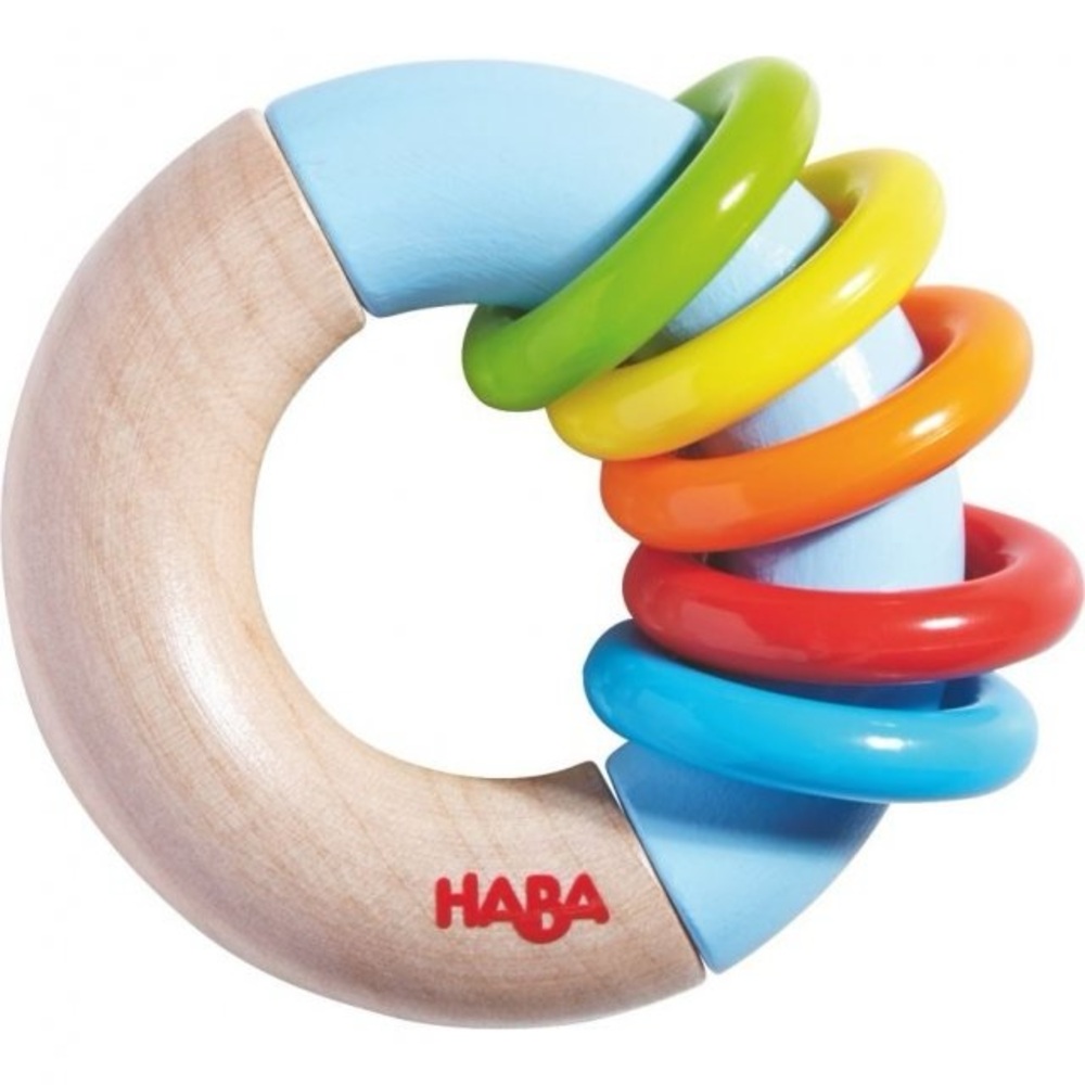 HABA Ring Around Colorful Wooden Baby Rattle. Made in Germany. 6 months and up